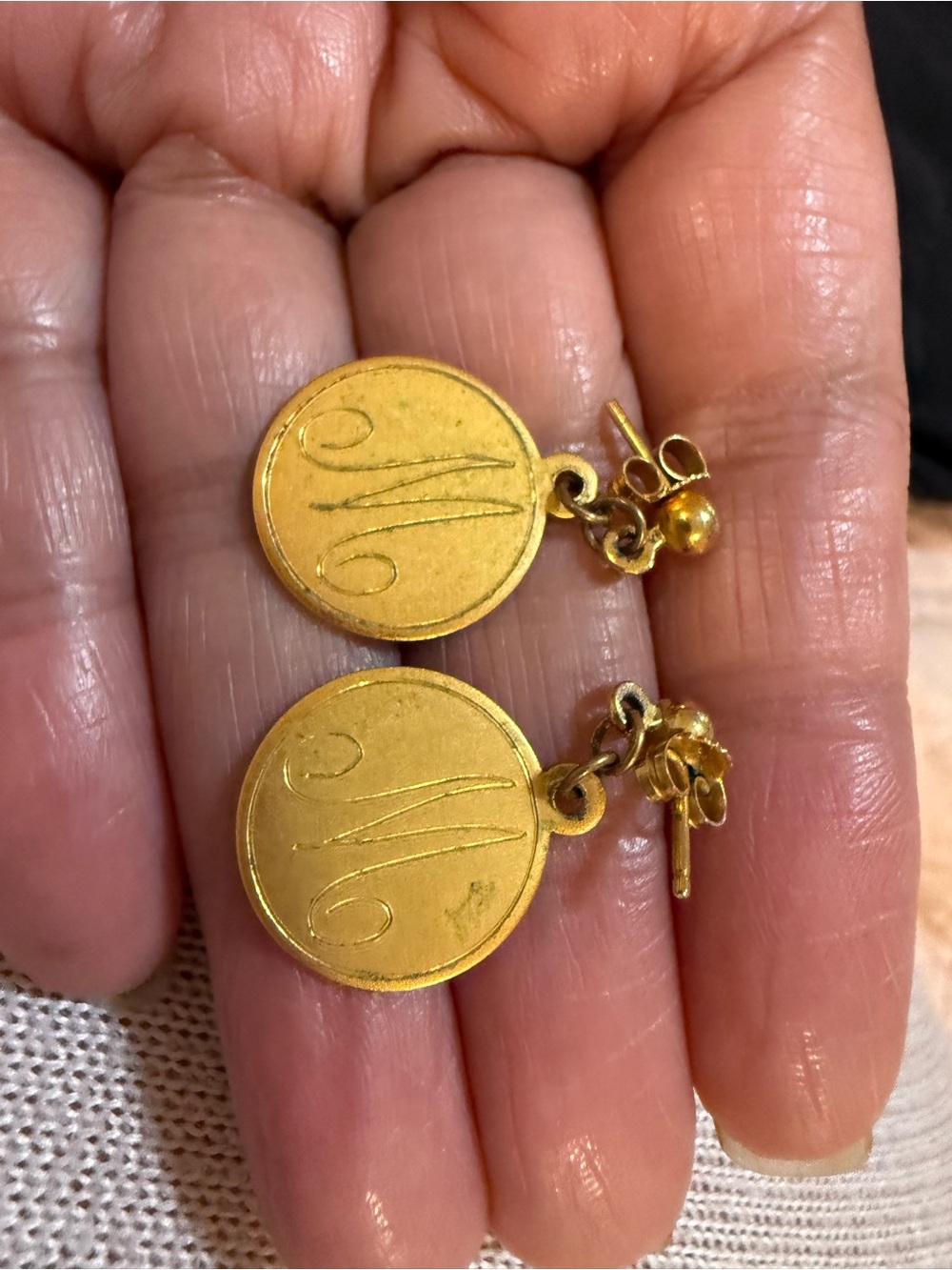 Gold Monogram Disc Drop Earrings - Women's Jewelry